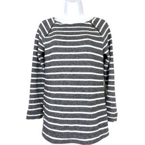 LOFT Size Small Gray/White Striped French Terry Tunic Sweater w/Shoulder Zippers